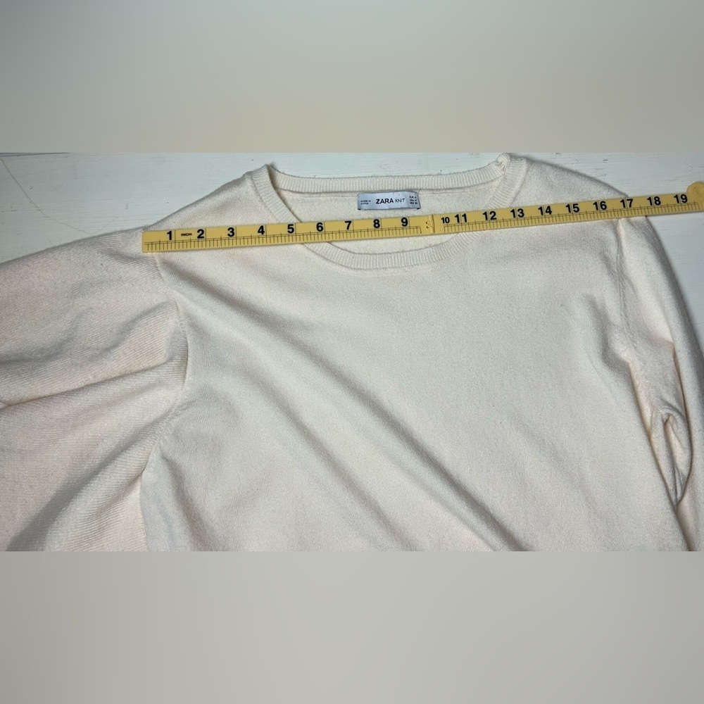 Zara Cream Side Ruffle Cropped Sweater Size M - Picture 9 of 12